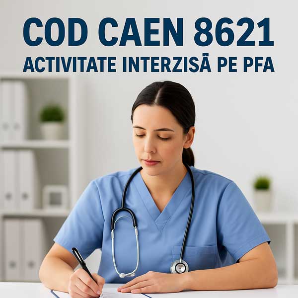 Imagine reprezentând activitatea de asistență medicală generală, interzisă pentru PFA conform cod CAEN 8621