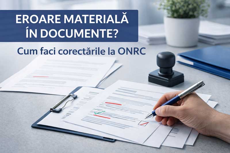 Corectarea erorilor materiale in documente depuse la Registrul Comertului